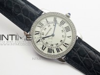 Ronde Solo de Cartier 36mm K11 SS/Dia 1:1 Best Edition White Dial on Black croco leather strap Ronda Quartz