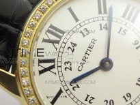 Ronde Solo de Cartier 29.5mm YG/Dia K11 1:1 Best Edition White Dial on Black Croco Leather Strap Ronda Quartz