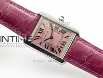 Tank Solo Ladies 25mm SS K11 1:1 Best Edition Pink Dial on Pink Croco Leather Strap Ronda Quartz