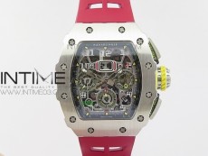 RM11-03 SS KVF 1:1 Best Edition Crystal Skeleton Dial on Red Racing Rubber Strap A7750