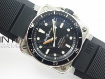 BR 03-92 Diver SS Black Dial on Rubber Strap MIYOTA 9015 (Free Leather)
