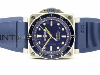 BR 03-92 Diver SS OXF 1:1 Best Edition Blue Dial on Rubber Strap MIYOTA 9015 (Free Leather)