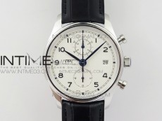 6Portugieser Chrono Classic 42 IW390406 ZF 1:1 Best Edition White dial blue markers on Black Leather Strap A7750