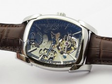 Kalpa Grande Tourbillon SS Silver Skeleton Dial on Brown Leather Strap