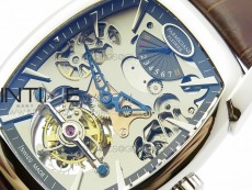 Kalpa Grande Tourbillon SS Silver Skeleton Dial on Brown Leather Strap