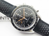 Racing Master Chronometer OMF 1:1 Best Edition Black Dial Orange Hand on Black Leather Strap A9300