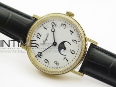 BG 9087BB Moonphase YG 1:1 Best Edition White Dial Diamond Bezel on Black Leather Strap Cal.770