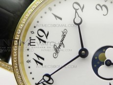 BG 9087BB Moonphase YG 1:1 Best Edition White Dial Diamond Bezel on Black Leather Strap Cal.770