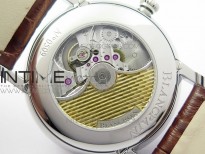 Villeret Quantième Complet 8 Jours SS Complicated Function OMF 1:1 Best Edition White Dial on Brown Leather Strap A6639