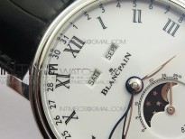 Villeret Quantième Complet 8 Jours SS Complicated Function OMF 1:1 Best Edition White Dial on Black Leather Strap A6639