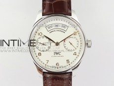 Portuguese Real PR Real Annual Calendar IW503501 ZF 1:1 Best Edition White Dial on Brown Leather Strap A52850