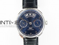 Portuguese Real PR Real Annual Calendar IW503502 ZF 1:1 Best Edition Blue Dial on Black Leather Strap A52850