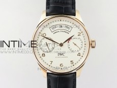 Portuguese Real PR Real Annual Calendar IW503501 RG ZF 1:1 Best Edition White Dial on Brown Leather Strap A52850