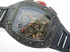 RM011 SS Felipe Massa 10th Anniversary KVF 1:1 Best Edition Crystal Skeleton Dial Blue on Black Rubber Strap A7750
