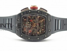 RM011 SS Felipe Massa 10th Anniversary KVF 1:1 Best Edition Crystal Skeleton Dial Blue on Black Rubber Strap A7750