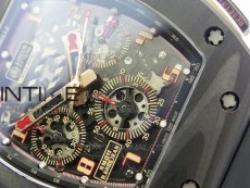 RM011 SS Felipe Massa 10th Anniversary KVF 1:1 Best Edition Crystal Skeleton Dial Blue on Black Rubber Strap A7750