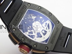 RM011 SS Felipe Massa 10th Anniversary KVF 1:1 Best Edition Crystal Skeleton Dial Blue on Black Rubber Strap A7750