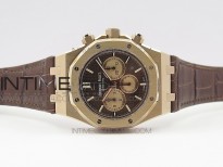 Royal Oak Chrono 26331ST RG OMF 1:1 Best Edition Brown dial on Brown Leather Strap A7750(Free Rubber Strap)