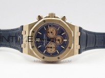 Royal Oak Chrono 26331ST RG OMF 1:1 Best Edition Blue dial on Blue Leather Strap A7750(Free Rubber Strap)