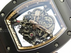RM055 Real Ceramic Case KVF Best Edition Skeleton Dial RG Crown on Black Rubber Strap MIYOTA8215