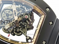 RM055 Real Ceramic Case KVF Best Edition Skeleton Dial RG Crown on Black Rubber Strap MIYOTA8215