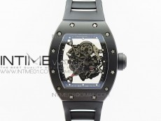 RM055 Real Ceramic Case KVF Best Edition Skeleton Dial Black Crown on Black Rubber Strap MIYOTA8215