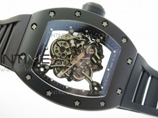 RM055 Real Ceramic Case KVF Best Edition Skeleton Dial Black Crown on Black Rubber Strap MIYOTA8215