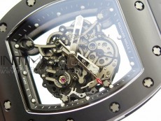 RM055 Real Ceramic Case KVF Best Edition Skeleton Dial Black Crown on Black Rubber Strap MIYOTA8215