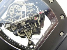 RM055 Real Ceramic Case KVF Best Edition Skeleton Dial Black Crown on Black Rubber Strap MIYOTA8215