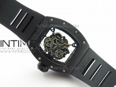 RM055 Real Ceramic Case KVF Best Edition Skeleton Dial Black Crown on Black Rubber Strap MIYOTA8215