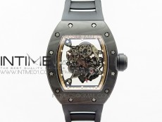 RM055 Forged Carbon Case KVF Best Edition Skeleton Dial Black Crown on Black Rubber Strap MIYOTA8215