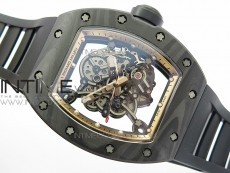 RM055 Forged Carbon Case KVF Best Edition Skeleton Dial Black Crown on Black Rubber Strap MIYOTA8215