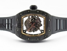 RM055 Forged Carbon Case KVF Best Edition Skeleton Dial Black Crown on Black Rubber Strap MIYOTA8215