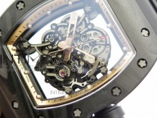 RM055 Forged Carbon Case KVF Best Edition Skeleton Dial Black Crown on Black Rubber Strap MIYOTA8215