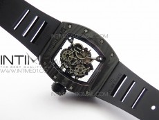 RM055 Forged Carbon Case KVF Best Edition Skeleton Dial Black Crown on Black Rubber Strap MIYOTA8215