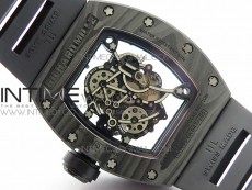 RM055 Forged Carbon Case KVF Best Edition Skeleton Dial Black Crown on Black Rubber Strap MIYOTA8215