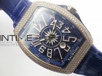 Vanguard V45 RG Full Diamonds Blue Textured Numbers Markers on Blue Gummy Strap A2813