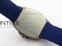 Vanguard V45 RG Full Diamonds Blue Textured Numbers Markers on Blue Gummy Strap A2813