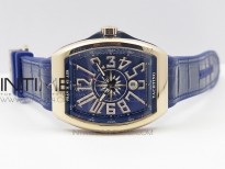 Vanguard V45 RG ABF Best Edition Blue Dial Numbers Markers on Blue Gummy Strap A2813