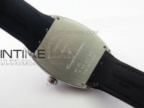 Vanguard V45 SS Full Diamonds Black Textured Numbers Markers on Black Gummy Strap A2813