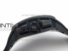 RM011 Ceramic Chronograph KVF 1:1 Best Edition Crystal Skeleton Dial Black on Black Rubber Strap A7750