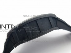 RM011 Ceramic Chronograph KVF 1:1 Best Edition Crystal Skeleton Dial Black on Black Rubber Strap A7750