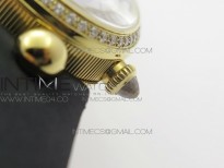 Reine de Naples 8918BB YG ZF 1:1 Best Edition White MOP Dial Diamonds Bezel on Black Fabric Strap A537