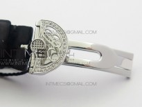 Reine de Naples 8918BB SS ZF 1:1 Best Edition White MOP Dial Diamonds Bezel on Black Fabric Strap A537