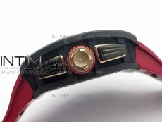 RM011 Carbon Case Chronograph KVF 1:1 Best Edition Carbon Bezel Skeleton Dial on Red Rubber Strap A7750