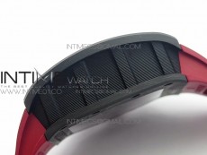 RM011 Carbon Case Chronograph KVF 1:1 Best Edition Carbon Bezel Skeleton Dial on Red Rubber Strap A7750