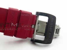 RM011 Carbon Case Chronograph KVF 1:1 Best Edition Carbon Bezel Skeleton Dial on Red Rubber Strap A7750