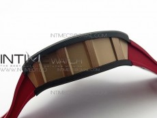 RM011 RG Case Chronograph KVF 1:1 Best Edition Carbon Bezel Skeleton Dial on Red Rubber Strap A7750