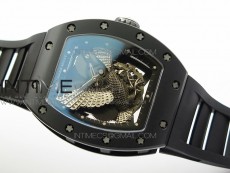 RM023 Real Ceramic Case KVF Best Edition Eagle Skeleton Dial SS Crown on Black Rubber Strap MIYOTA8215