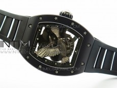 RM023 Real Ceramic Case KVF Best Edition Eagle Skeleton Dial SS Crown on Black Rubber Strap MIYOTA8215